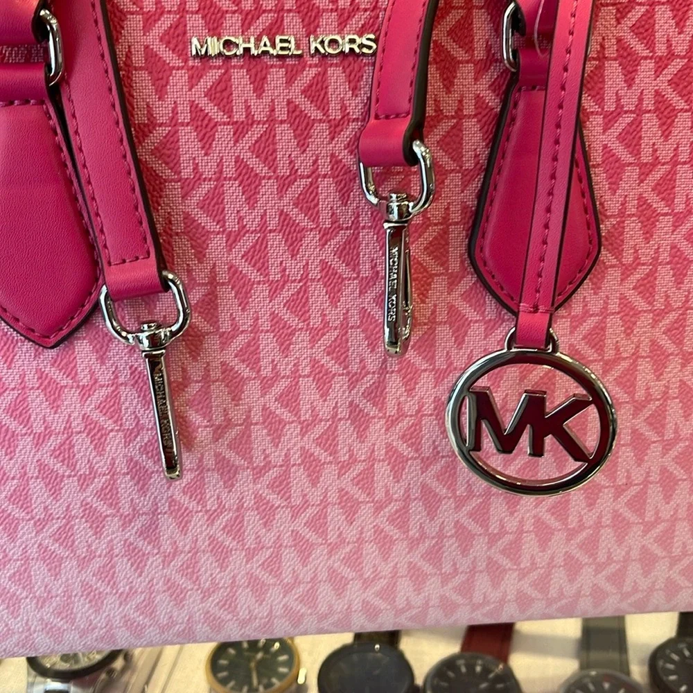 Michael Kors Sheila Medium Ombré Signature CZ Logo Satchel Crossbody Center - Picture 6 of 16